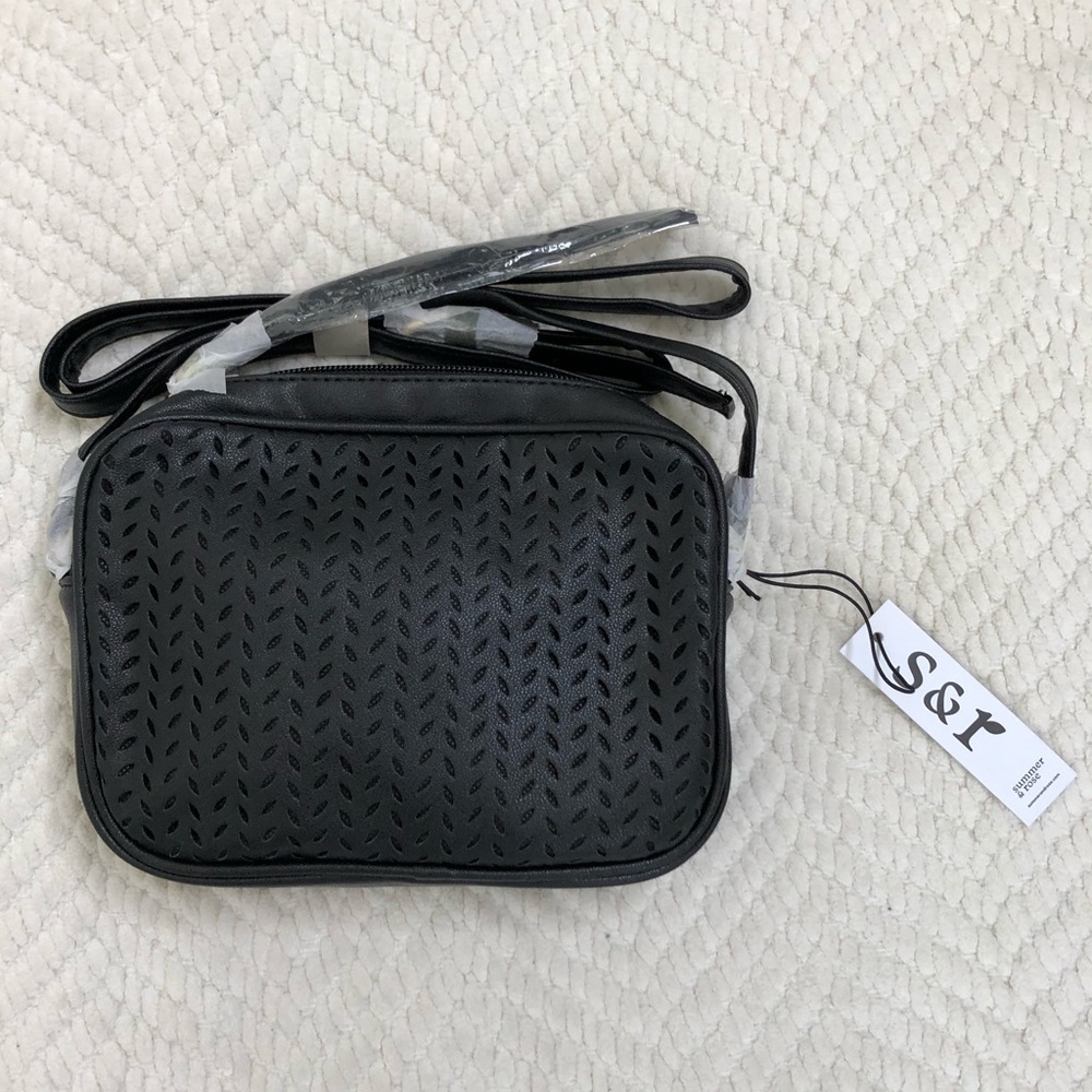 Summer & Rose Black Faux Leather Crossbody Bag